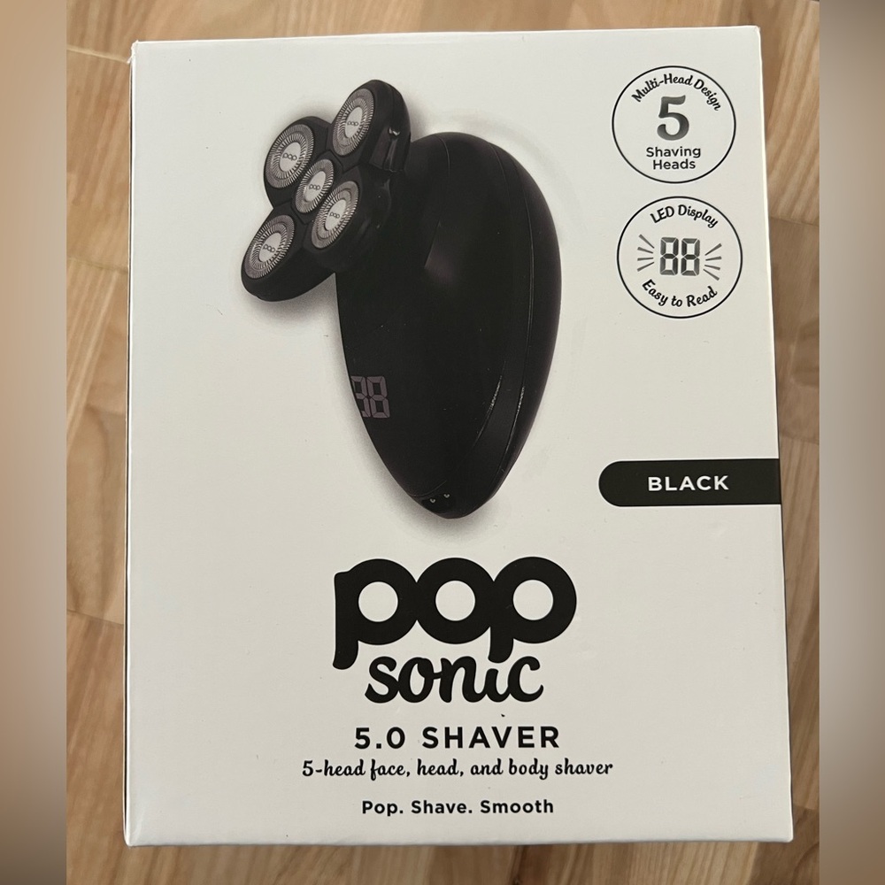Pop Sonic 5.0 5-Head Rechargeable Shaver for Face, Head, Body New in Box